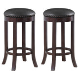 Aboushi Backless Swivel Bar Stool Brown (Set of 2)