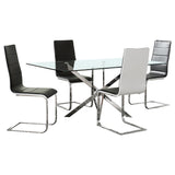 Carmelo Rectangular Glass Top Dining Set Chrome