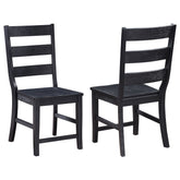 Newport Ladder Back Wood Dining Side Chair Black (Set of 2)
