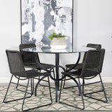 Aviano Round Glass Top Dining Table Set Gunmetal