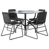 Aviano Round Glass Top Dining Table Set Gunmetal