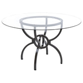 Aviano Round 48-inch Glass Top Metal Dining Table Gunmetal