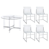Keeling Round Glass Top Acrylic Dining Set Chrome