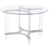 Keeling Round Glass Top Acrylic Dining Set Chrome