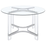 Keeling 47-inch Round Glass Top Acrylic Dining Table Chrome