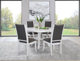 Judd 54-inch Round Wood Dining Table Set Pearl White
