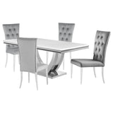 Kerwin Rectangular Dining Table Set Grey and Chrome