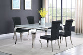 Carone 81-inch Rectangular White Glass Dining Set Black