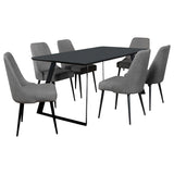 Smith Rectangular Ceramic Top Dining Table Set Black