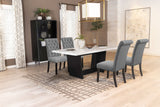 Sherry Rectangular Marble Top Dining Table Set Brown