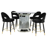 Ellie Mirrored Counter Height Dining Table Set Black