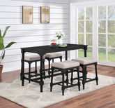 Martina Rectangular Counter Height Dining Set Black