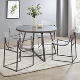 Jillian Round Mirror Top Dining Set Black Nickel