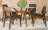 Paxton Round Glass Top Dining Table Set Nutmeg