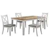 Hollis Rectangular Dining Table Set Brown and White