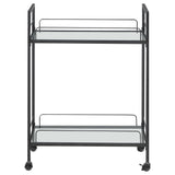 Curltis 2-tier Rectangular Glass Shelf Metal Bar Cart Black