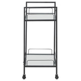 Curltis 2-tier Rectangular Glass Shelf Metal Bar Cart Black