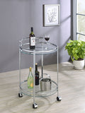 Chrissy 2-tier Round Glass Shelf Metal Bar Cart Brass