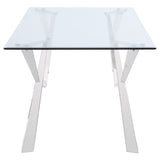 Alaia Rectangular 79-inch Glass Top Dining Table Chrome