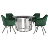 Veena Round Glass Top Dining Table Set Chrome
