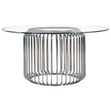 Veena Round Glass Top Dining Table Set Chrome