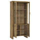 Adina 77-inch Tall Display Cabinet Distressed Light Brown