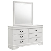 Louis Philippe 6-drawer Dresser and Mirror White
