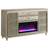 Lorient 8-drawer LED Bedroom Flame Box Dresser Ivory Camel