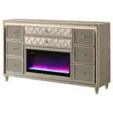 Lorient 8-drawer LED Bedroom Flame Box Dresser Ivory Camel