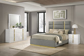 Ines Bedroom Set Grey/Navy and White High Gloss