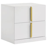 Ines 2-drawer Nightstand Bedside Table White High Gloss