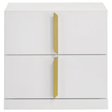 Ines 2-drawer Nightstand Bedside Table White High Gloss