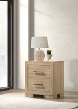 Arielle 2-drawer Bedroom Nightstand with Casters Light Oak