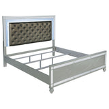 Gunnison Wood California King LED Panel Bed Silver Metallic