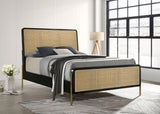 Arini Rattan California King Panel Bed Black and Natural