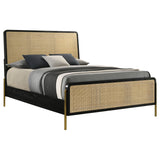 Arini Rattan California King Panel Bed Black and Natural