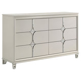 Olivia 6-drawer Dresser and LED Mirror Pearl White