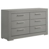 Ives 6-drawer Dresser and Mirror Grey High Gloss