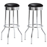 Retro Upholstered Metal Swivel Bar Stool (Set of 2)
