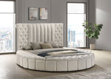 Sonya Upholstered  Round Storage Bed Ivory