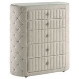 Sonya 5-drawer Upholstered Bedroom Chest of Drawers Ivory