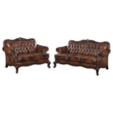 Victoria Leather Upholstered Sofa Set Brown