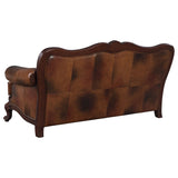 Victoria  Leather Upholstered Rolled Arm Sofa Brown