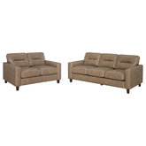 Scotland Faux Leather Upholstered Sofa Set Brown