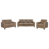 Scotland Faux Leather Upholstered Sofa Set Brown