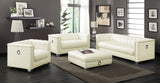 Chaviano Upholstered Track Arm Sofa Set Pearl White