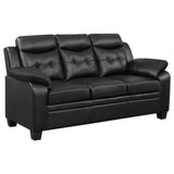 Finley Upholstered Padded Arm Tufted Sofa Set Black