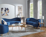 Sophia Upholstered Channel Tufted Sofa Set Blue
