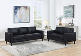 Ruth Upholstered Track Arm Sofa Set Black