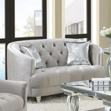 Avonlea Upholstered Sloped Arm Loveseat Grey Fabric